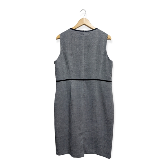 Kasper Sheath Dress Back-Slit Black/White 16 - Picture 9 of 12